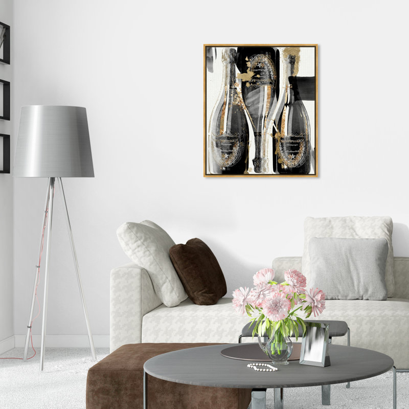 «Gold Showers», peinture sur toile, H 37 po x l 31 po, Cadre doré