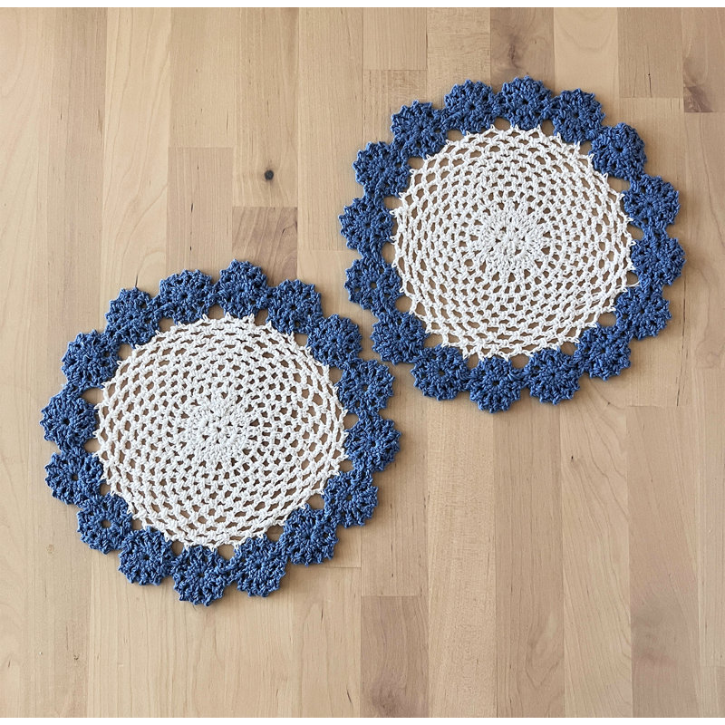 Accessoire de table en coton Farlee, Bleu Caroline