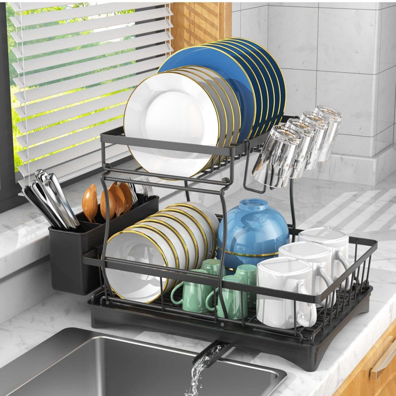 2 Tier Dish Rack for Kitchen Counter Dish Drying Rack