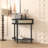 Unique Half Moon Design End Table with Sliding Rattan Door,Elegant Semi-circle Entryway