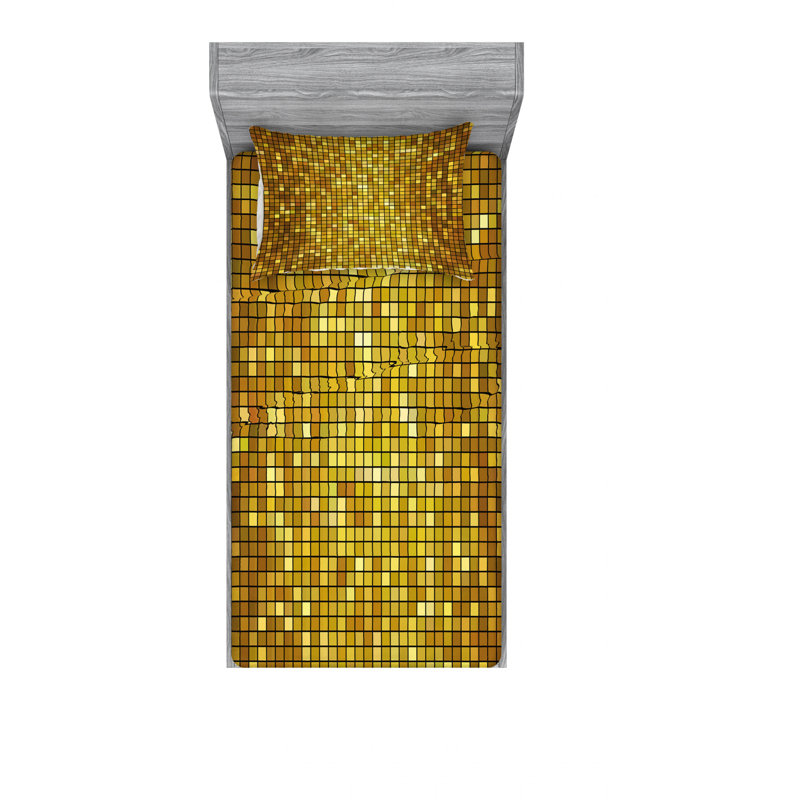 Ensemble de draps géométrique mosaïque, Ensemble de draps pour lit simple TG avec drap-hou
