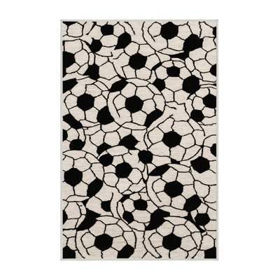 Washable Soccer ball Sports Area Rug