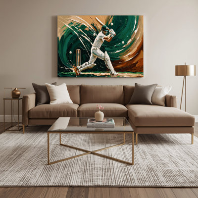 Sports, cricket vert, art mural sur toile