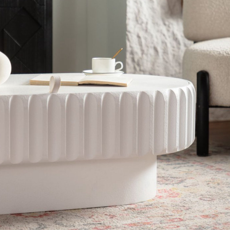 Table de rangement cannelée avec couvercle amovible