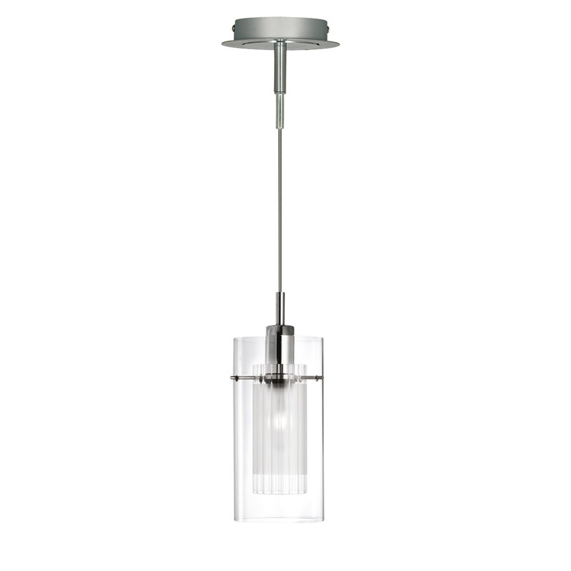 Basil 1 - Light Cylinder Pendant, Satin Silver