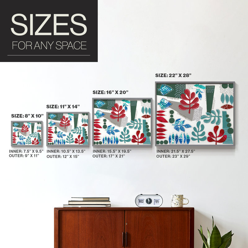 Modan I -Framed Print - Restickable, 16" H x 20" W, Gray