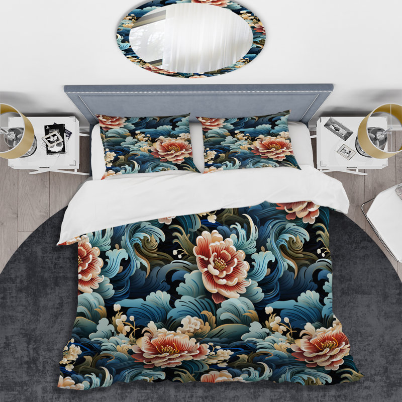Literie de la dynastie Ming I, Housse de couette pour grand lit et 2 taies décor