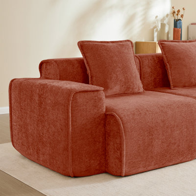 Harrison Armless Sofa Velvet- Red