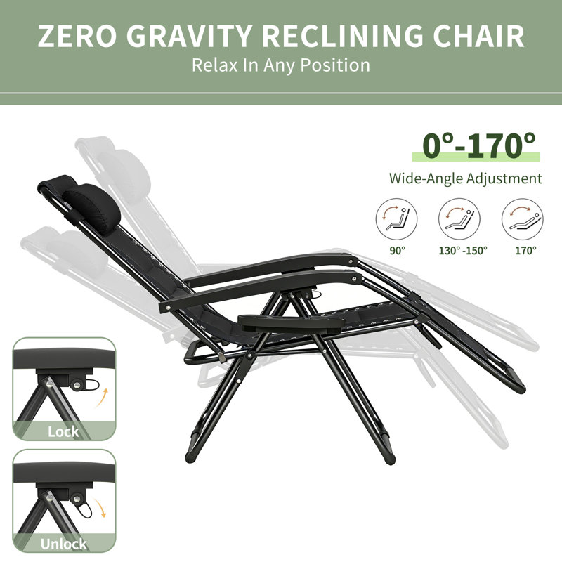 Folding Recliner Chair, Black