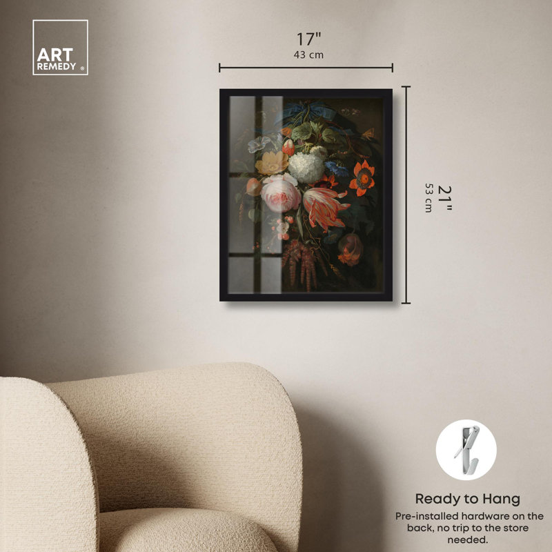 «Baroque Blooms Shadowbox Print» par Art Remedy, Noir, H 21 po x l 17 po