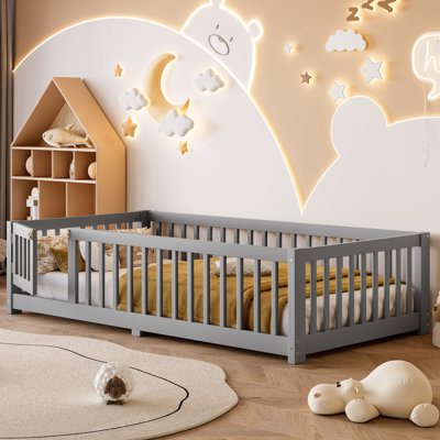 Iyania Kids Platform Floor Bed With Safety Guardrails And Door For Bedrooms
