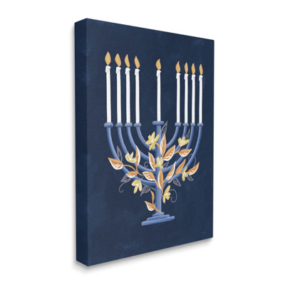 " Traditional Floral Hanukkah Menorah " by House Fenway Painting Print