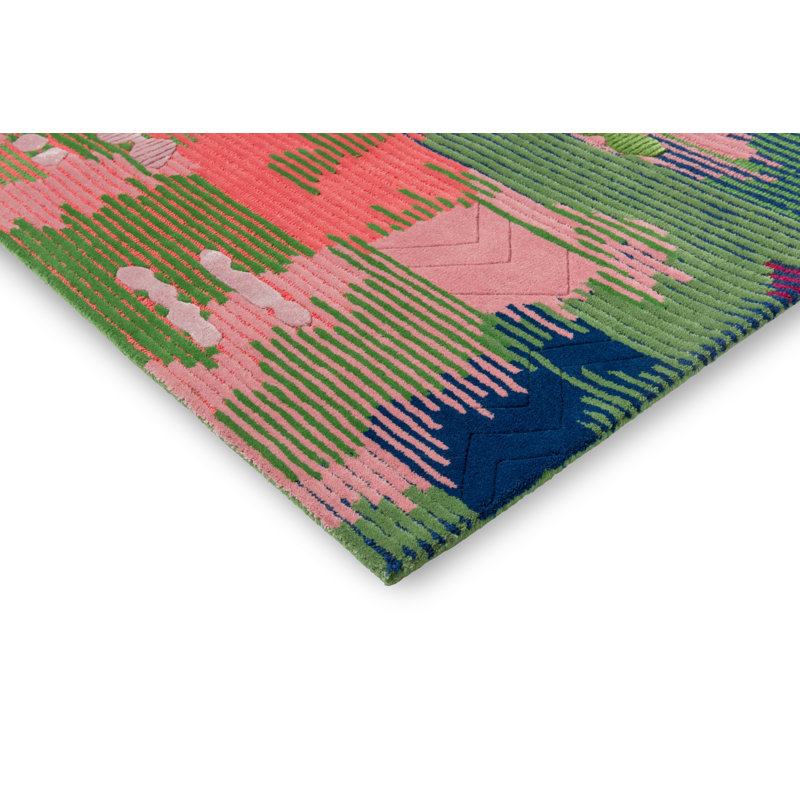 Wilderness Hand Tufted Wool/Viscose Abstract Area Rug in Peridot/Emerald, Rectangle 6'7" x 9'2"