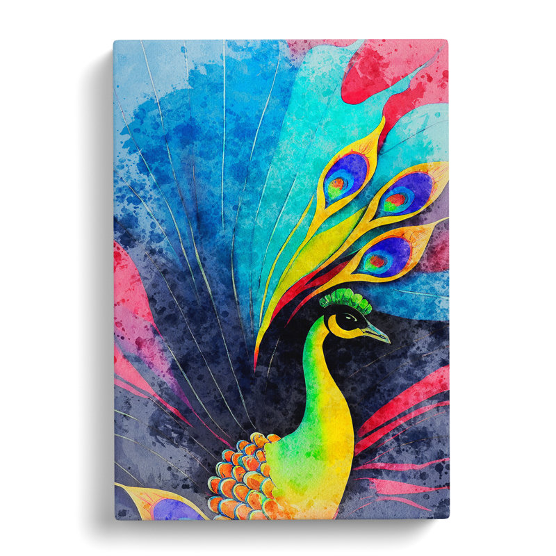 Peacock Colour No.1 - Wrapped Canvas Print, 50cm H x 35cm W x 3cm D