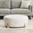Modish Round Ottoman: Boucletop With Splayed Rubber Wood Legs, White-761866798-761866799