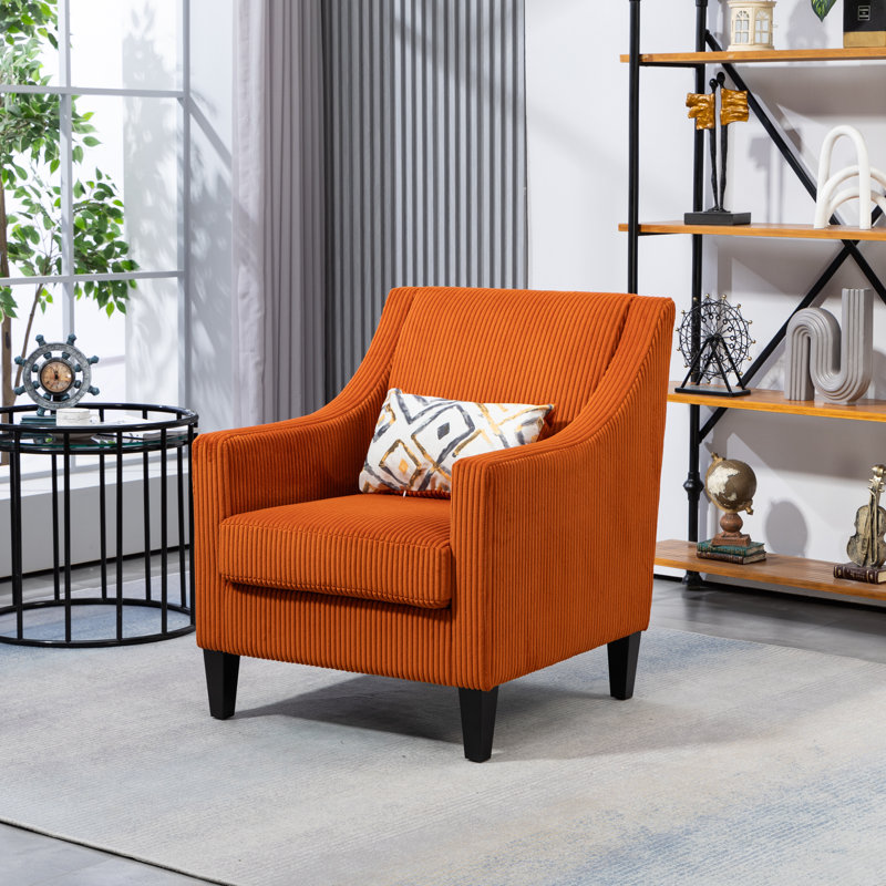 Fauteuil de 26,7 po de largeur, Velours côtelé orange