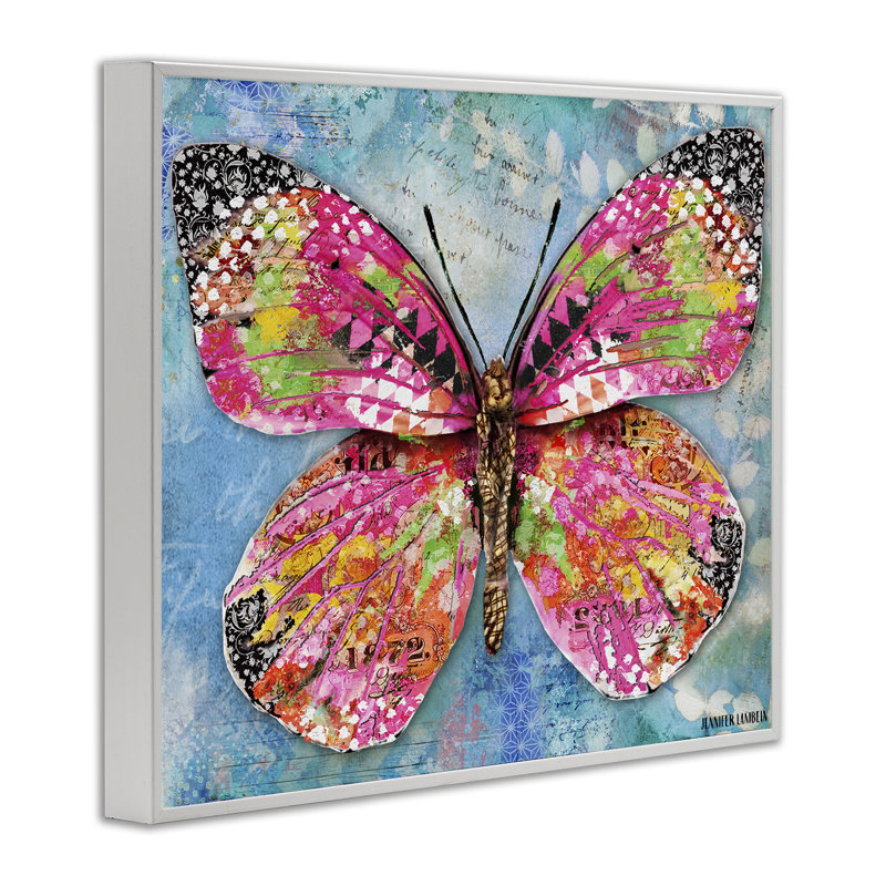 «Wonderland Butterfly», estampe numérique par Jennifer Lambein, Giclée encadrée blanc bord de mer, H 11 po x l 14 po
