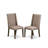5 Piece Dinette Set Includes a Round Dining Table with Pedestal and 4 Dark Khaki Linen Fabric Upholstered Parson Chairs, Distressed Jacobean-2020383638