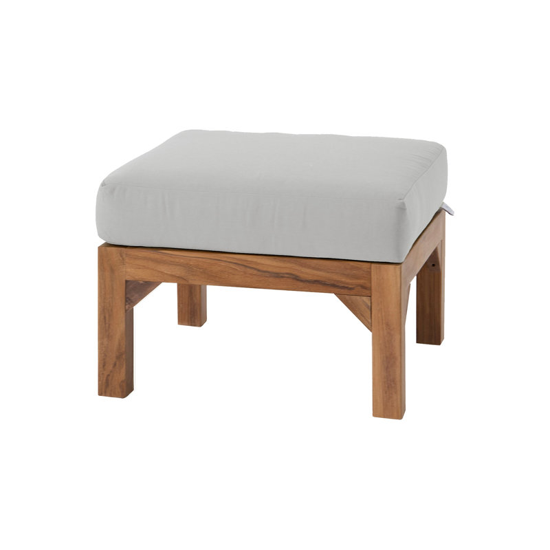 Porschea Square Outdoor Teak Ottoman Patio Ottoman, Granite