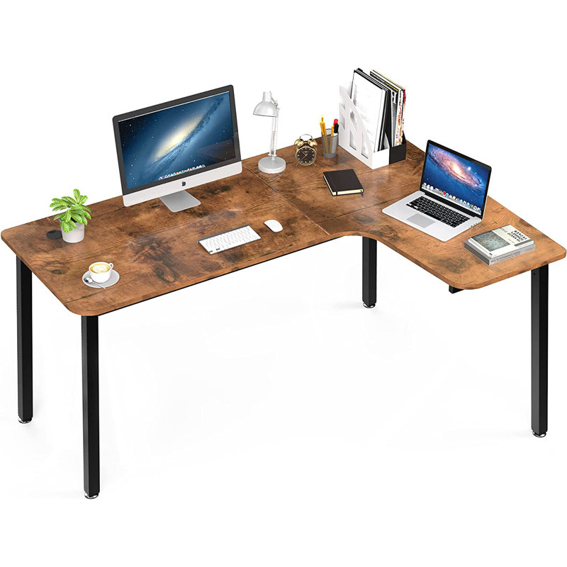 L-Shaped Metal Base Computer Desk