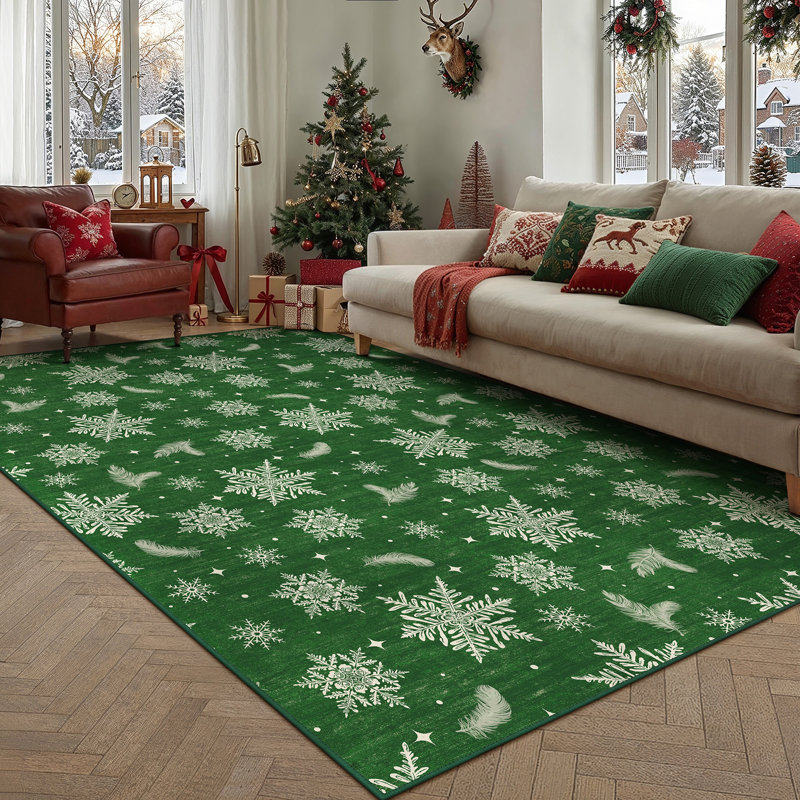 Tapis de vacances WinterJoy, Green, Rectangle 5'x 7'