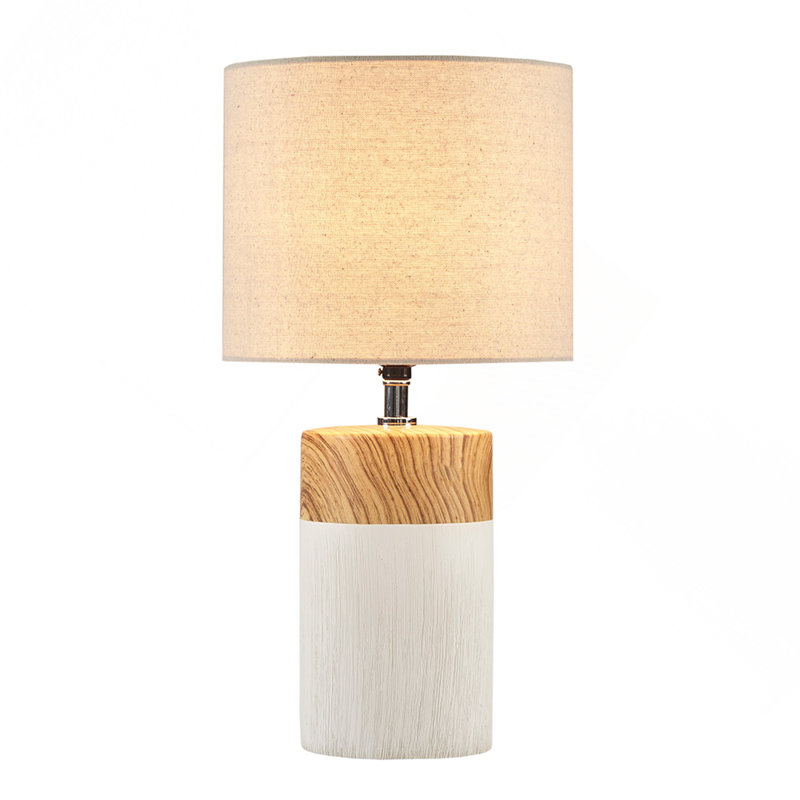 Textured Ceramic Table Lamp, White, Beige