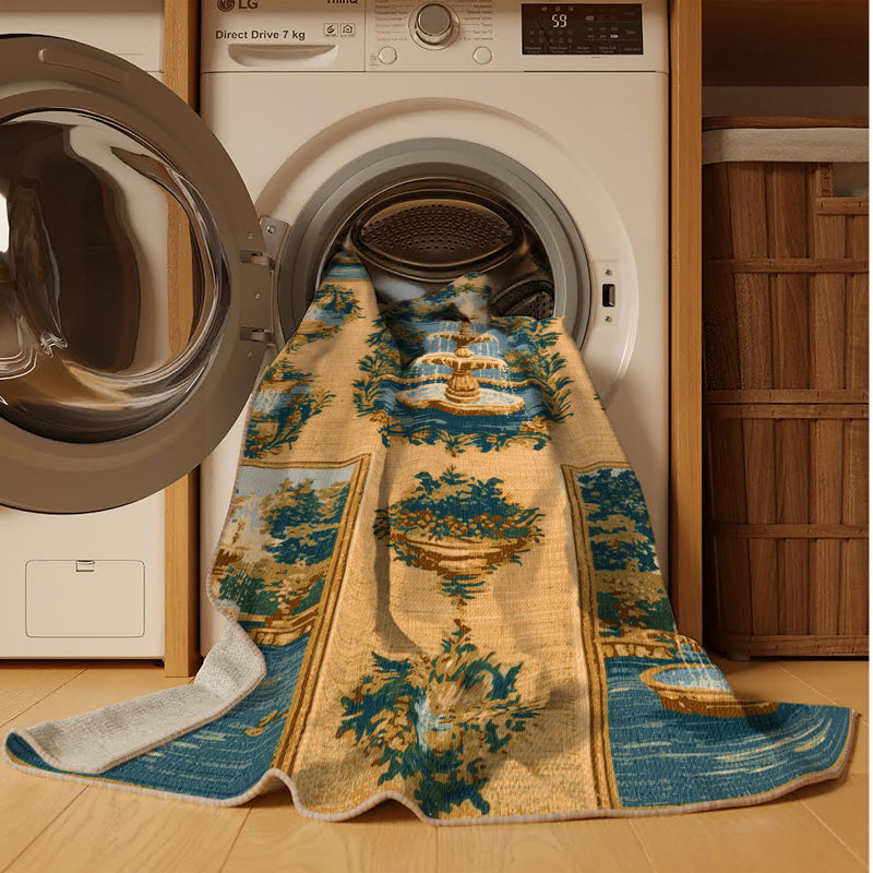 Tapis brun français lavable à la machine, Rectangulaire 2 pi x 3 pi