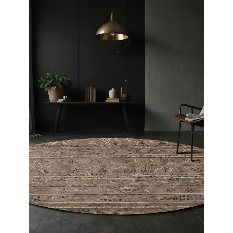 Tapis gris lavable à la machine GSIX03599, Rond 5 pi