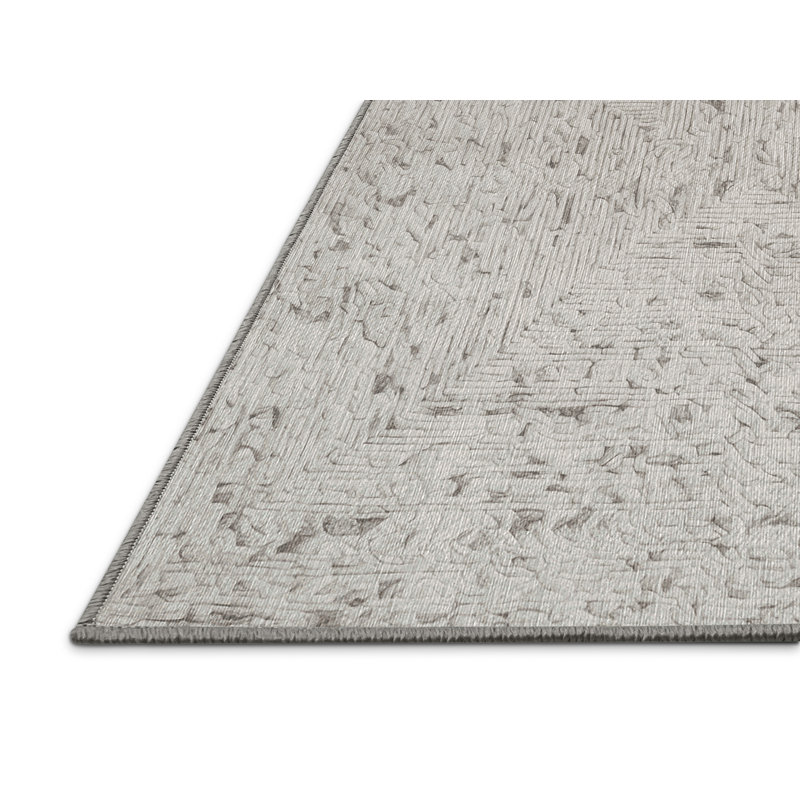 Machine Washable Gray Area Rug, Square 3'