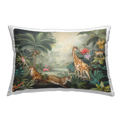 Tropical Animals in Jungle Decorative Printed Throw Pillow Design by Julia Purinton