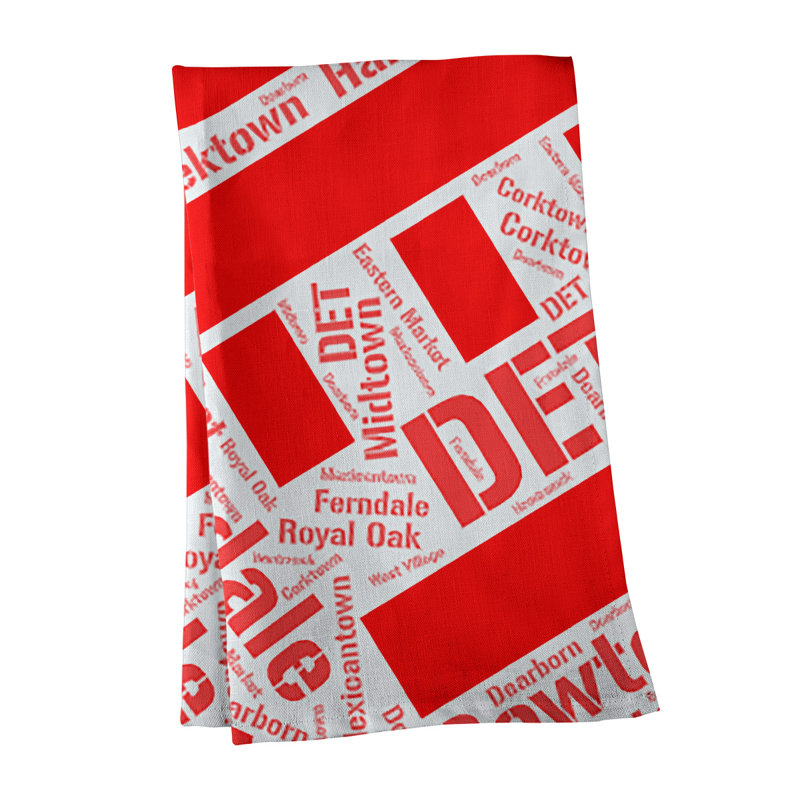 Cotton Tea Towel Kitchen Towel, Red, Detroit