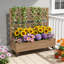 Lit de jardin surélevé avec treillis, roues et drainage - Boîte à fleurs et écran d'intimité