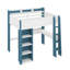 Lit mezzanine double avec tablettes de rangement, portemanteaux, bureau-68308419