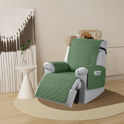 Recliner Cover, Waterproof Recliner Chair Covers With Elastic Straps & Pocket, Non-Slip Washable Slipcover For Pets