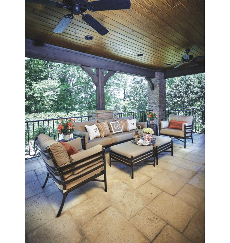 Lancaster Outdoor Ottoman, Canvas Heather Beige Sunbrella® Canvas