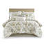 Édredon 6 pièces en coton avec imprimé floral sophistiqué, coton tissé 300tc, rembourrage doux en nuage 300 g / m², literie assortie, couvre-oreillers à bride et coussins décoratifs à motif naturel
