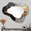 Noir et or abstrait méditation I - formes abstraites 3D grand miroir mural moderne irrégulier