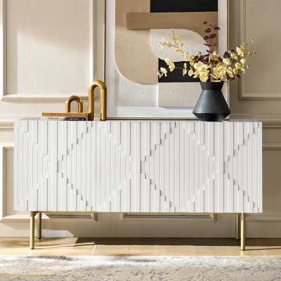 Guilford 58" Wide Modern Geometric Pattern and Metal Legs with Adjustable Feet Sideboard