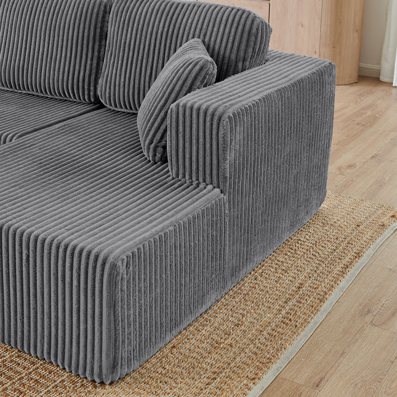 Canapé modulaire U, H 25,59 po x l 132,48 po x P 61,02 po, Gray Corduroy