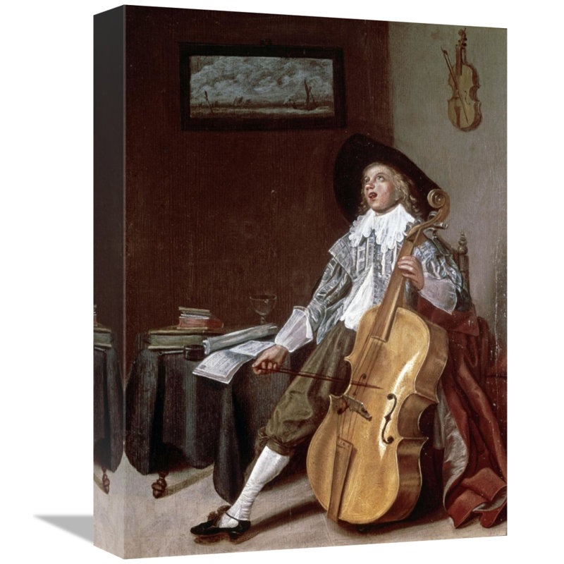 " Cello Player " by Dirck Hals, 16" H x 12" W x 2" D