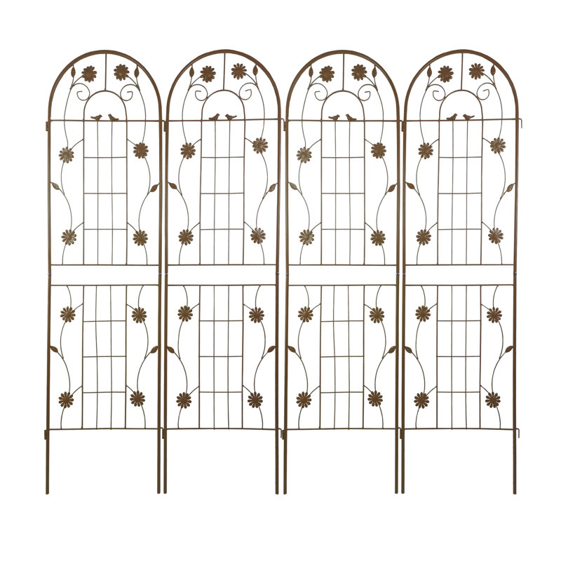 Paquet de 2 treillis de jardin en métal 71 po x 19,7 po antirouille pour plantes grimpantes support de fleurs extérieur brun