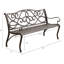 Banc de jardin en fonte d'aluminium avec coussin, banc de causeuse de patio à motif de volutes avec accoudoirs, banc extérieur résistant aux intempéries pour la cour, le porche et la cour-1085361293