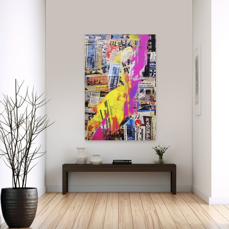 Vivid Urban Layers Abstract Bold Colorful Urban Wall Art Print 1 Piece Wrapped Canvas Wall Art, 152.4cm H x 101.6cm W