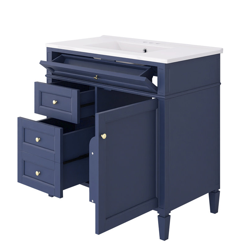 36'' Freestanding Bathroom Vanity With Top Sink, Blue