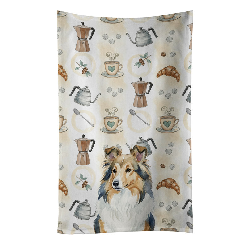 Sable Sheltie Coffee Bar Kitchen Towel, Sable Sheltie