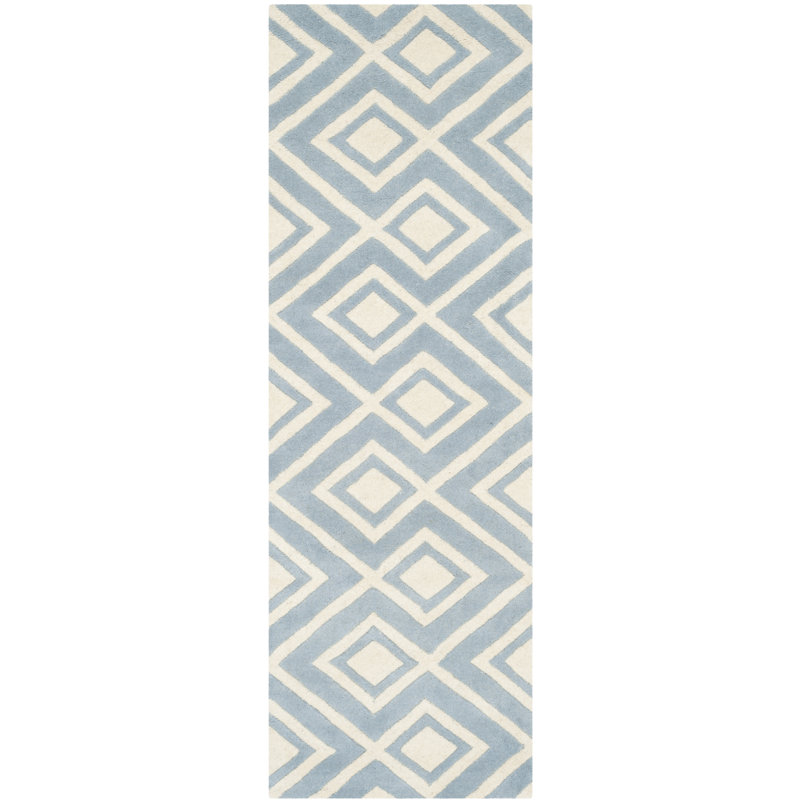 Tapis en laine touffeté à la main Deedie, Tapis de couloir 2 pi 3 po x 7 pi