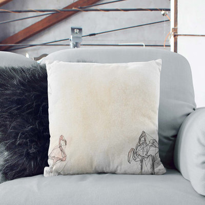 Three Flamingo Birds Cushion with Filling