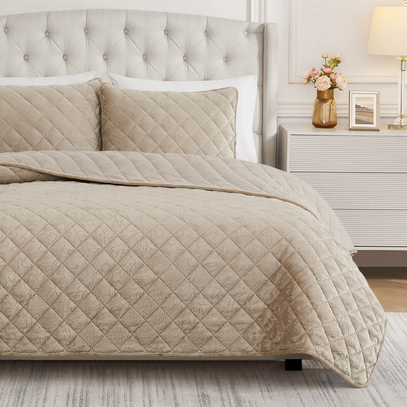 BCBG Maeve Embossed Plush Quilt Sets, Full/Queen