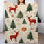 Jeté en flanelle de luxe Red Deer Green Trees-133004999