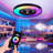 Modern Rgb Flush Mount Ceiling Fan With Light And Remote/app Led Dimmable Light